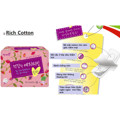 Băng vệ sinh Jejimiin hương thảo dược dịu nhẹ Plus Cotton Rich -Màu hồng - phugiatrading