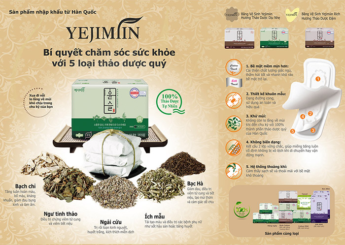 Băng vệ sinh thảo dược Yejimiin - Băng vệ sinh Yejimiin - băng vệ sinh tốt